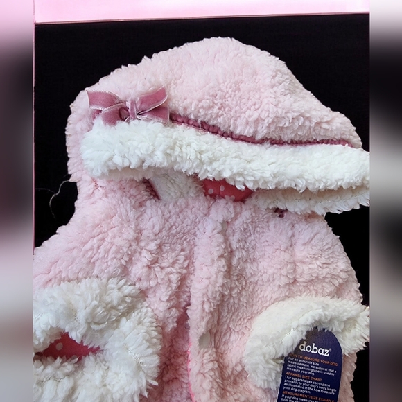 ๐๏ธ Dobaz Sherpa Pink Polka Dot Dog Hoodie Sweater Size M - Picture 4 of 10